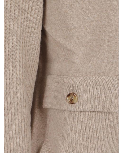 Lardini Natural High-Neck Buttoned Knitted Cardigan for men