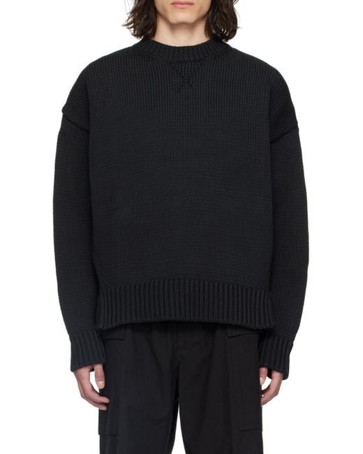 Jil Sander Black Drop Shoulder Knitted Jumper for men