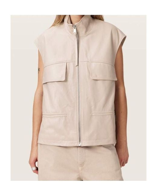 AllSaints Natural Flor High-Neck Sleeveless Waistcoat