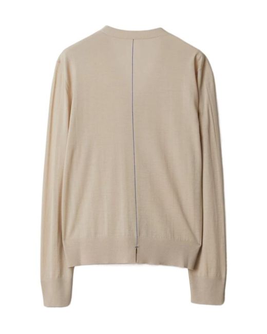 Burberry Natural V-Neck Wool Cardigan
