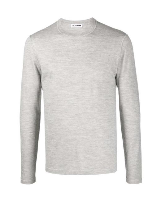 Jil Sander Gray Round Neck Sweater for men