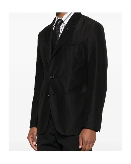Tom Ford Black Single-Breasted Buttoned Blazer for men