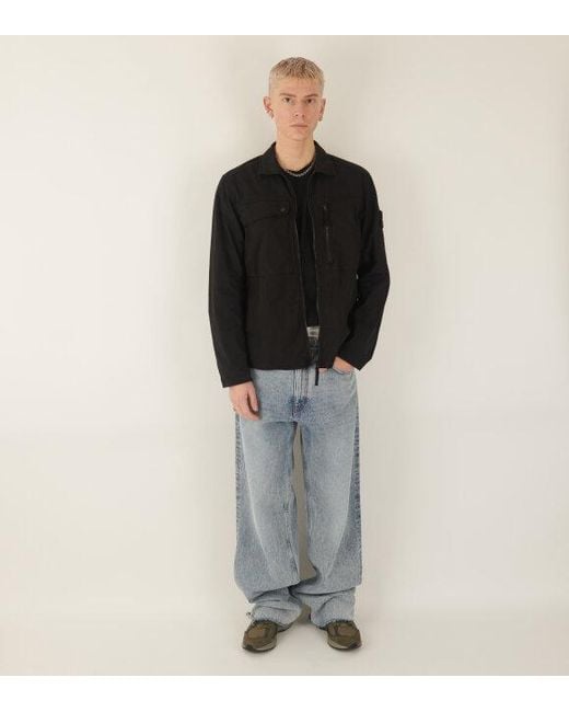 Stone Island Black Logo Patch Zip-Up Jacket for men