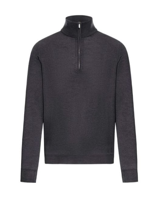 Zanone Blue Zip Roll-Neck Sweater for men