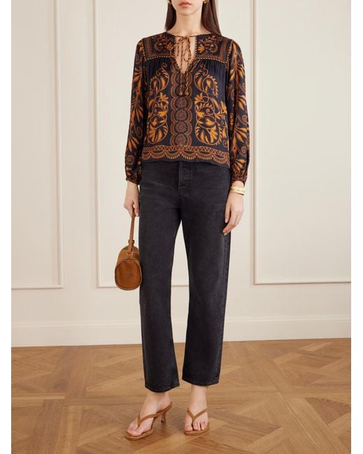 Farm Rio Brown Cornely Ainika Printed Blouse