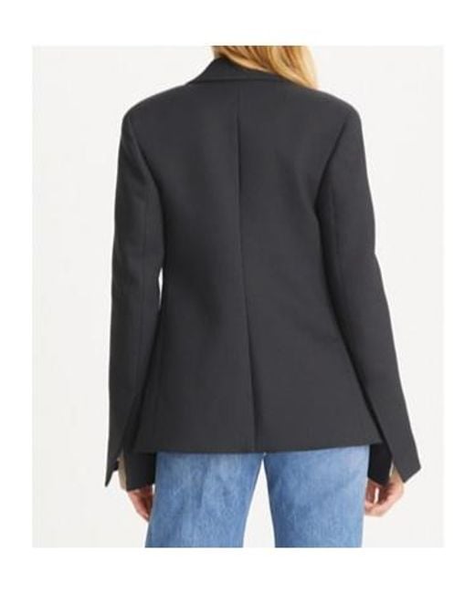 Tory Burch Black Single-Breasted Textured Crepe Blazer