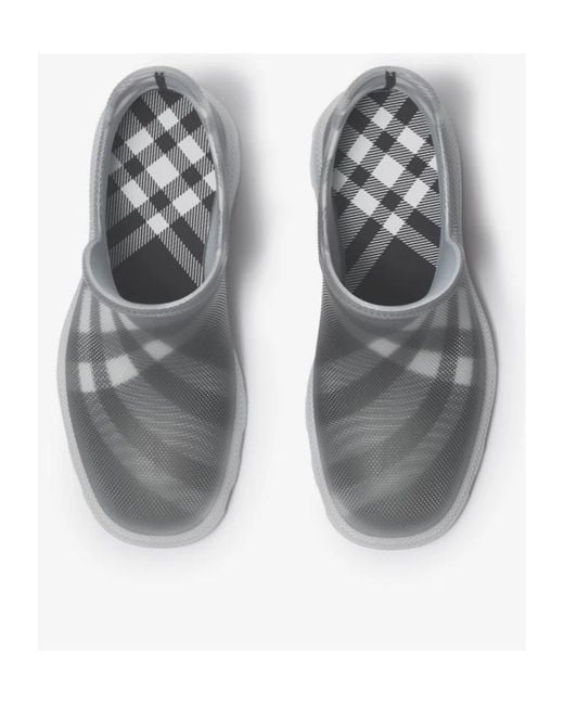 Burberry Gray Marsh Vintage-Check Mesh Pull-On Boots