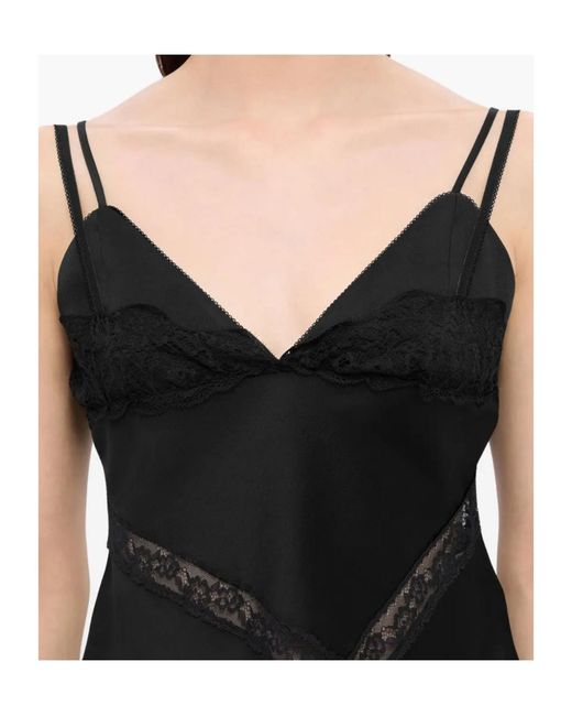 MSGM Black Lace Trim Camisole Top