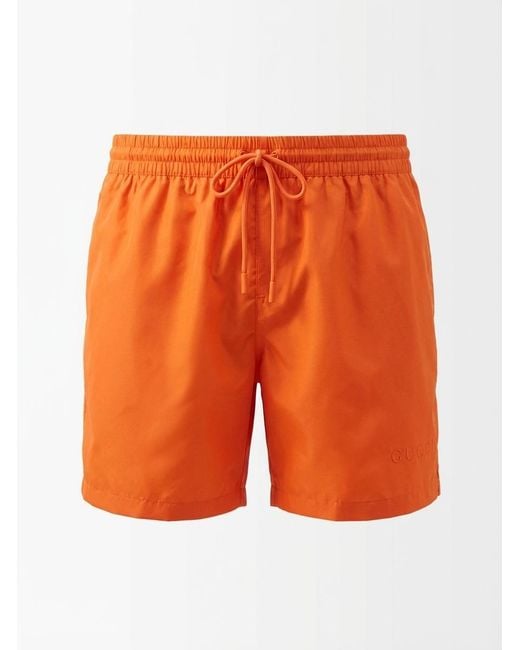 Gucci Orange Technical Poplin Swim Shorts for men