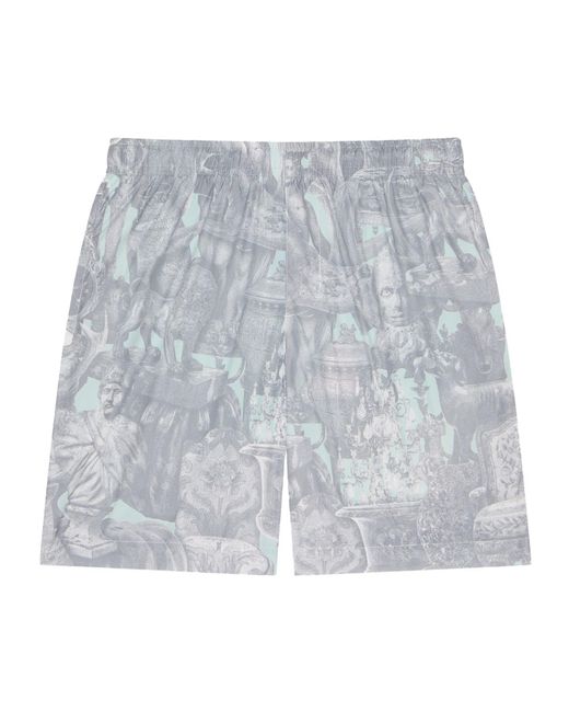 Givenchy Gray Statue-Print Swim Shorts for men