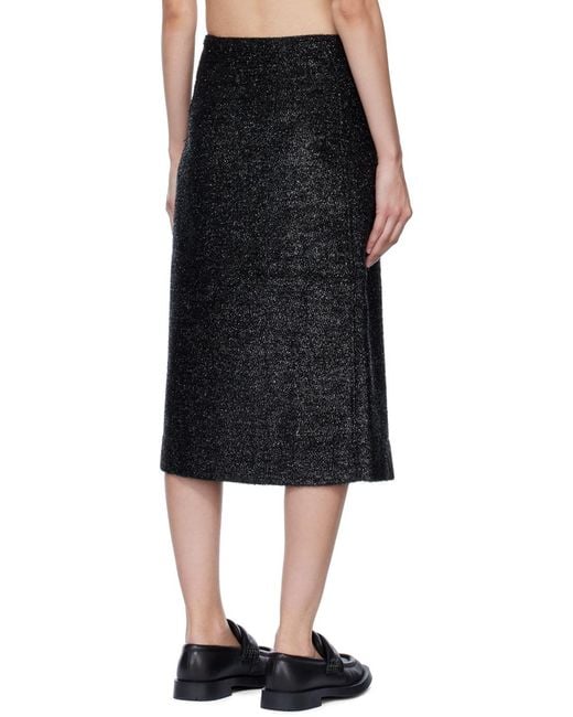 Ganni Black Sparkle Wrap Midi Skirt