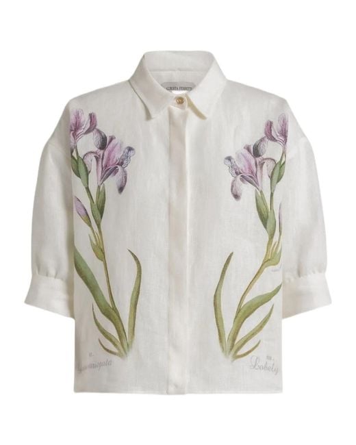 Alberta Ferretti Gray Floral Printed Shirt