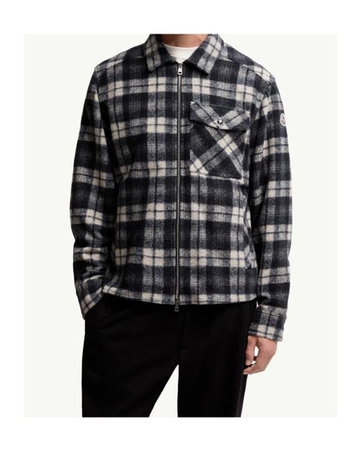 Moncler Blue Logo Patch Zip-Up Jacket for men