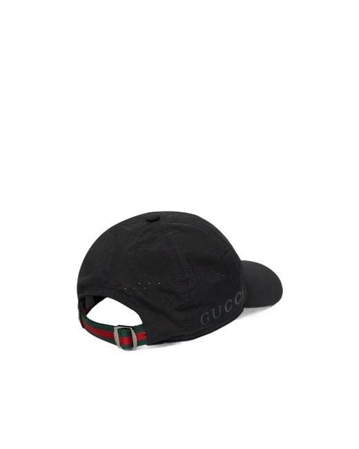 Gucci Black Cotton Baseball Hat With Print for men