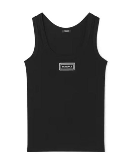 Versace Black Ribbed Sleeveless Top
