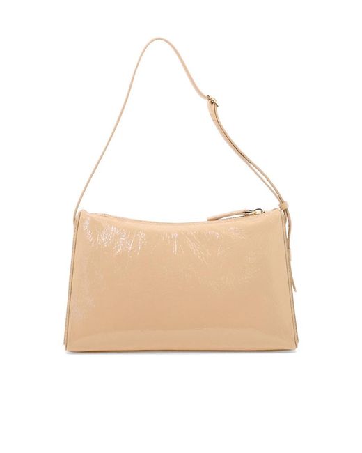 MANU Atelier Natural Logo Detailed Zip-Up Shoulder Bag