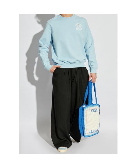 Casablanca Blue Logo Printed Crewneck Sweatshirt for men