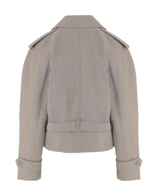 Frankie Shop Gray Cropped Double-Breasted Coat