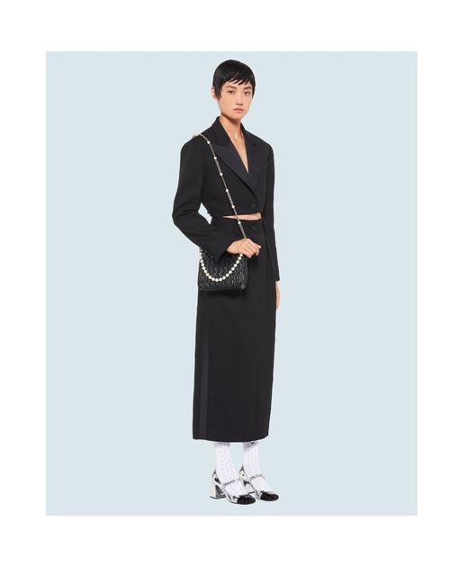 Miu Miu Black Cropped Grain De Poudre Jacket