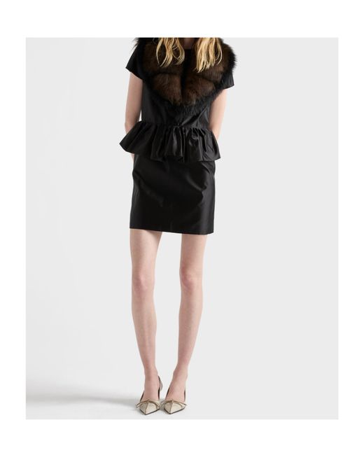 Prada Black Duchesse Silk Mini-Dress