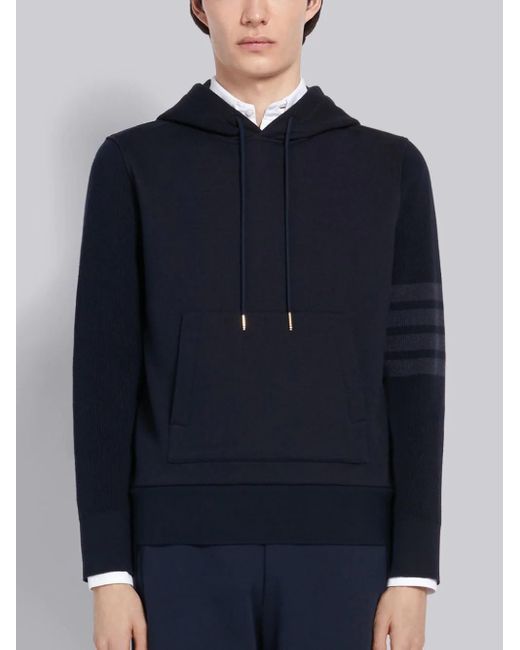 Thom Browne Blue 4-Bar Loopback Hoodie for men
