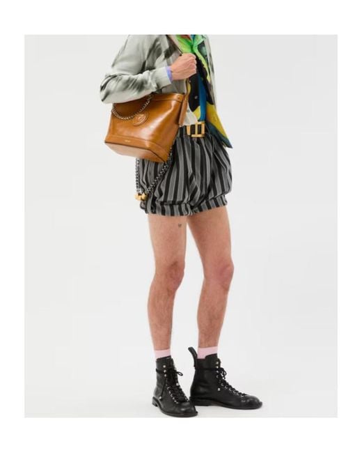 Versace Gray Pinstripe Formal Shorts for men