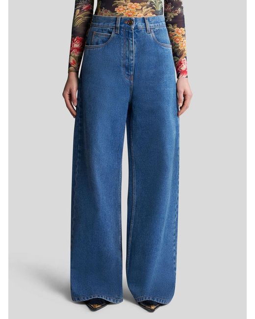 Etro Blue Stretch Baggy-Fit Jeans