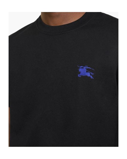 Burberry Black Logo Embroidered Crewneck T-Shirt for men