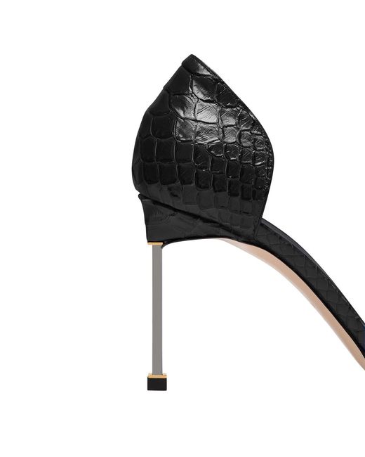 Tom Ford Black Semi Shiny Printed Python Spire D'Orsay Pump