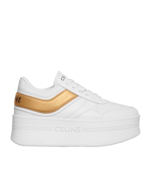 Céline White Block Sneakers With Wedge
