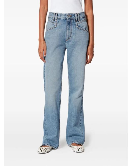 Isabel Marant Blue Isabel Marant Belvia Logo-Patch Flared Jeans