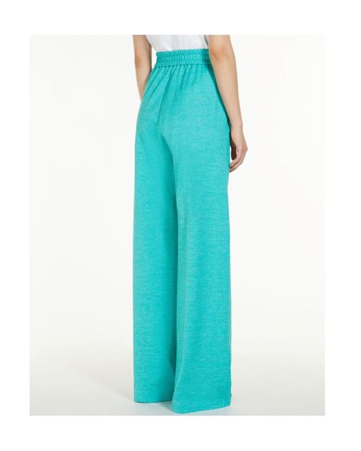 Max Mara Blue Flared Drawstring-Waist Trousers