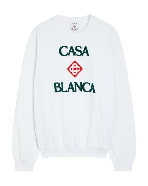 Casablanca White Stacked Terry-Logo Cotton Sweatshirt for men
