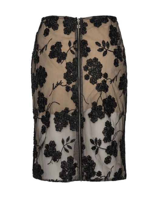 ROTATE BIRGER CHRISTENSEN Gray Sequined Embroidered Skirt
