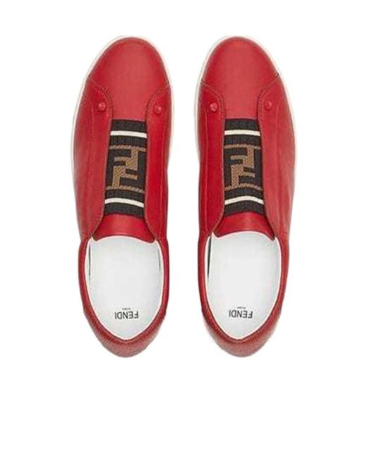 Fendi Red Logo Casual Sneakers