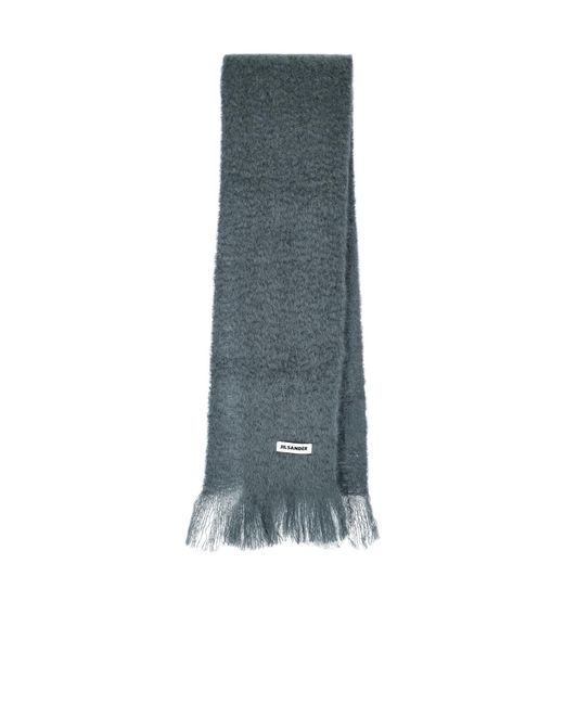Jil Sander Black Fringed Brushed Scarf for men