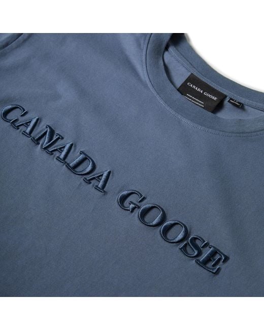 Canada Goose Blue Simple Cotton T-Shirt for men