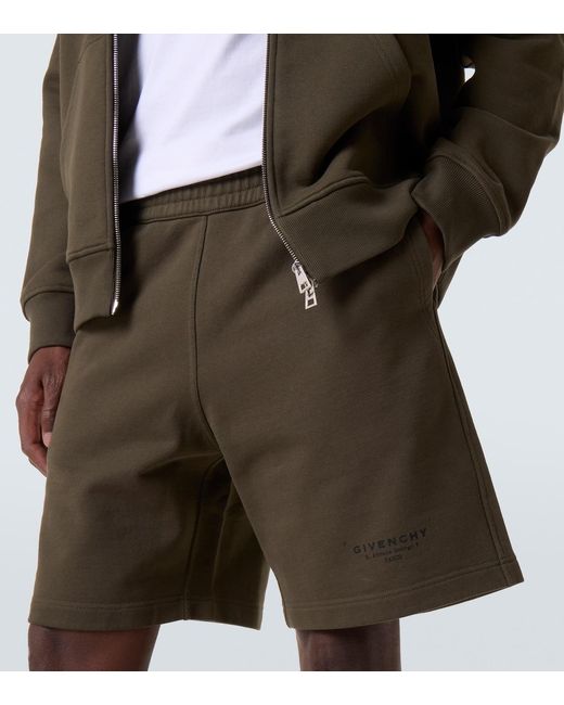 Givenchy Green Stamp Cotton Bermuda Shorts for men