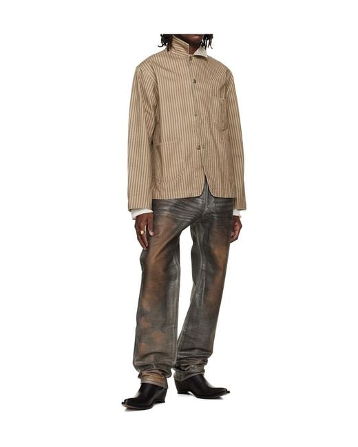 424 Gray Five-Pocket Leather Trousers for men