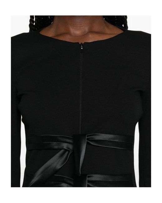 Emporio Armani Black Bow-Detailed Crewneck Jacket