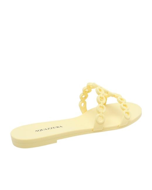 Aquazzura Metallic Chain Strap Flat Sandals
