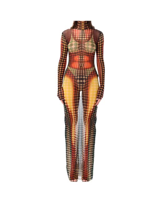 Jean Paul Gaultier Orange Re Edition Printed Long Dress
