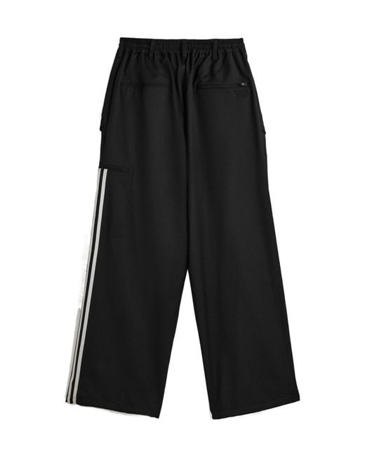 Y-3 Black Refined Wool Straight Leg Pants for men