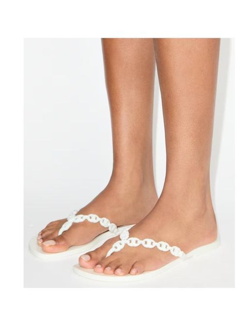 Tory Burch White Gemini Link Jelly Flip-Flops