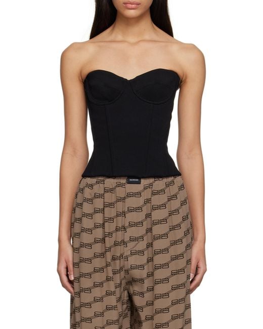 Balenciaga Black Strapless Bustier Top
