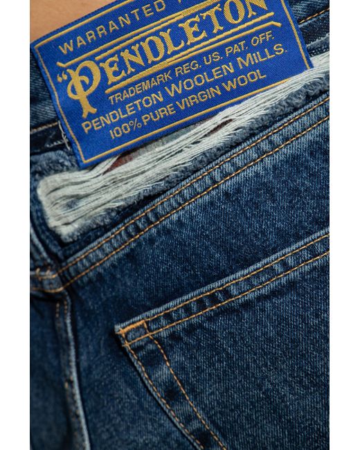 Maison Margiela Blue Vintage Checkered Detailed Jeans