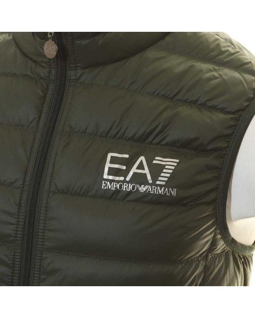 EA7 Green Logo Printed Zipped Gilet for men