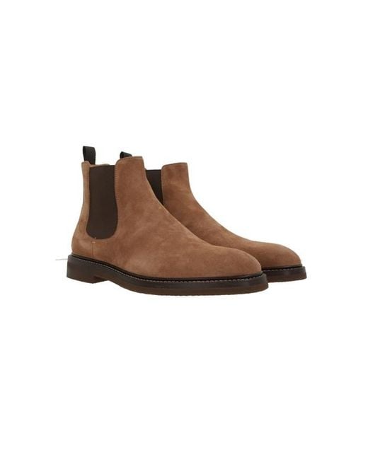 Brunello Cucinelli Brown Suede Chelsea Boots for men