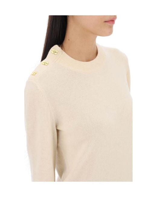 Ganni Natural Alabaster Crewneck Knitted Pullover