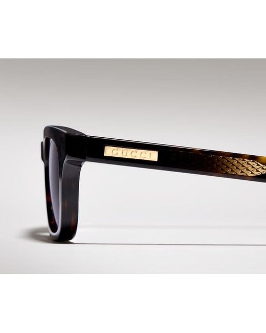 Gucci Metallic Rectangular-Frame Sunglasses for men
